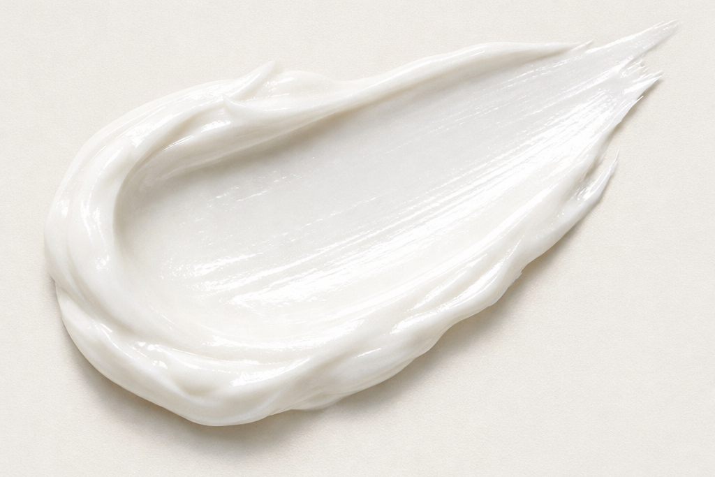 Close-up texture of NatureGlow natural moisturizer for sensitive and dry skin