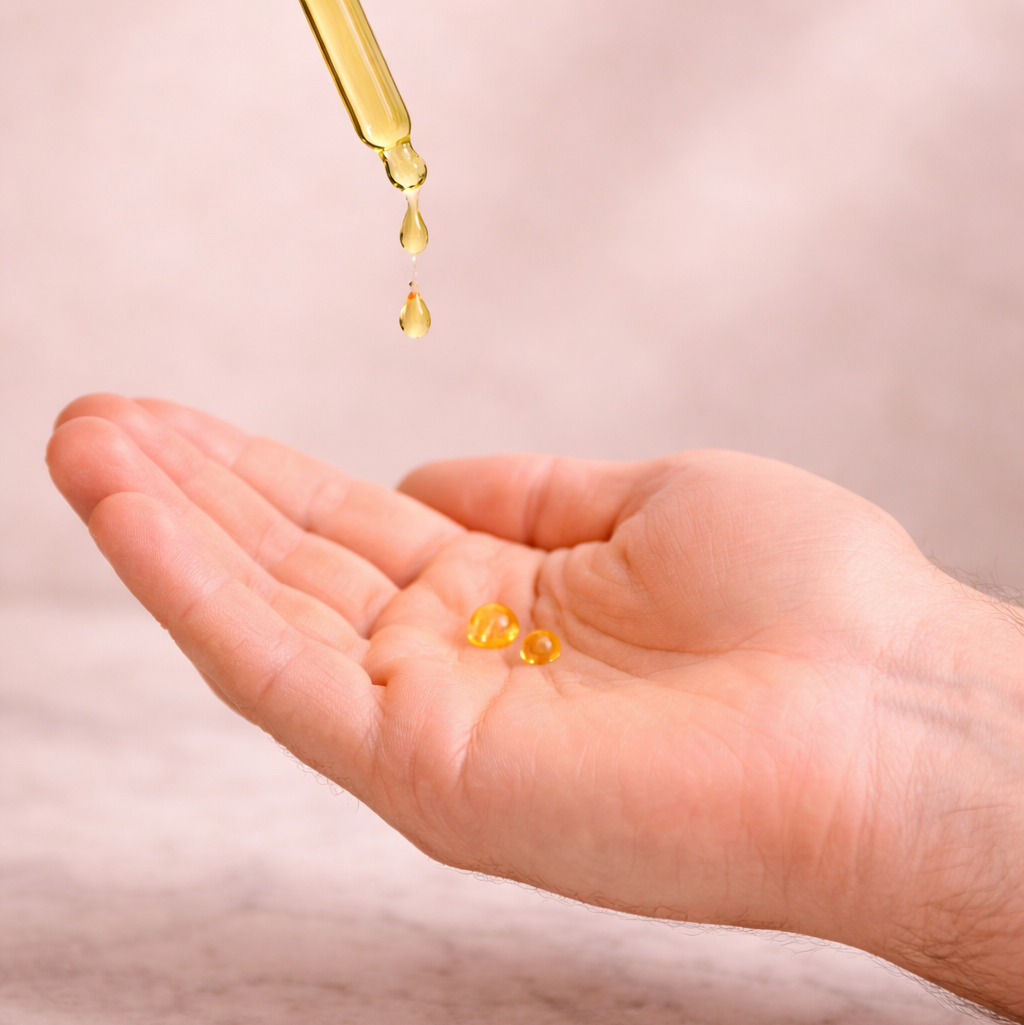 Man applying natureglow skincare ultra-nourishing glow oil